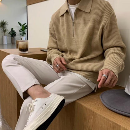 Herr Hösttröja med Blixtlås Högkvalitativt Material-4