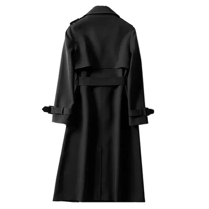 Dam Trench Coat Klassisk Stil Väderbeständigt Tyg-5