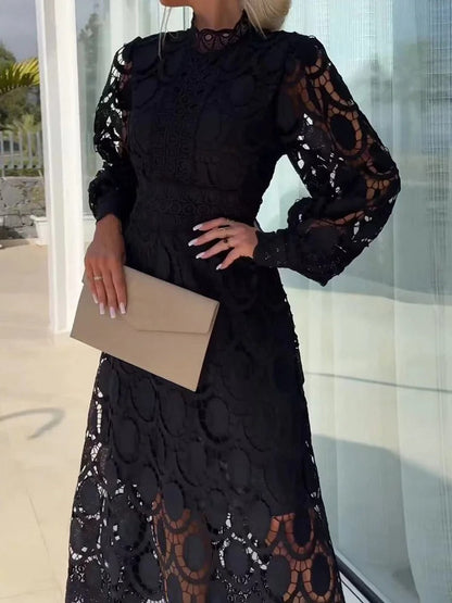 Kvinnor Spetsklänning Romantisk Design Delikat Spetsmaterial-4