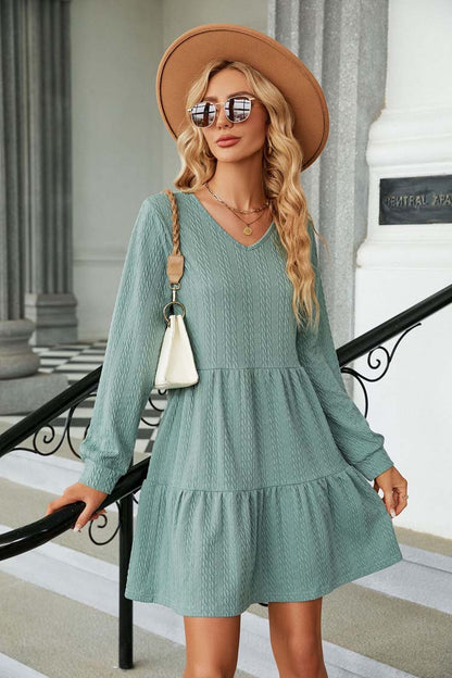 Kvinna Klänning Ruffles Stretchigt Material-3