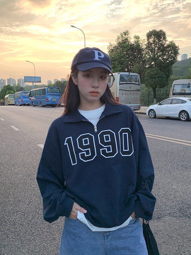 Variant image for Dam Tröja Retro Halv Dragkedja 90-Tal Polyester-1