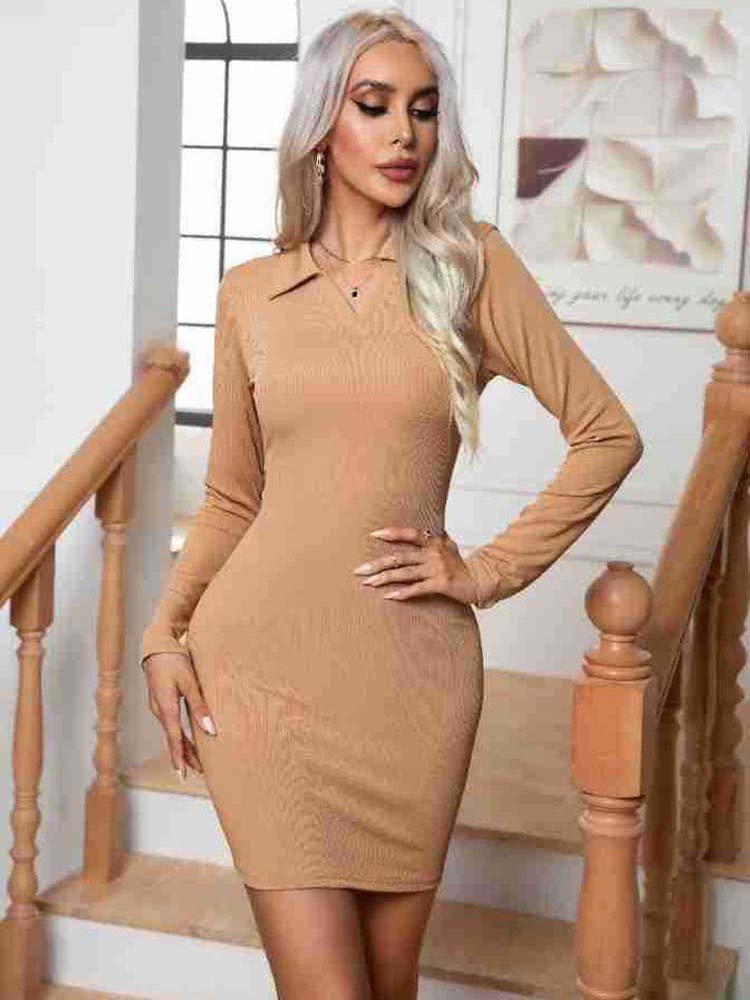 Damklänning Avslappnad Med Krage 100% Bomull-3