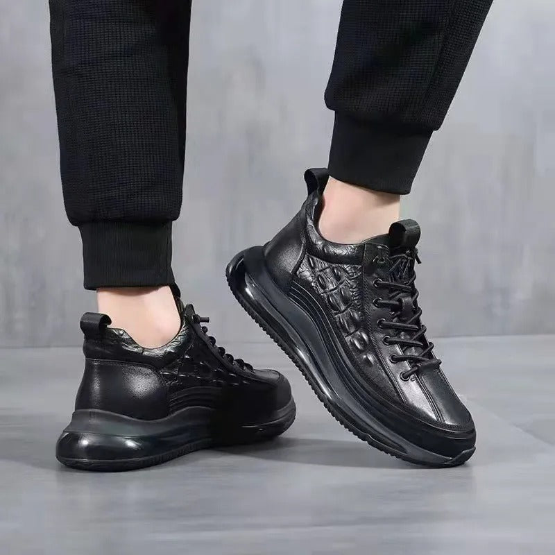 Herr Sneakers 3D Krokodildesign Andningsbart PU Med Gummisula-2