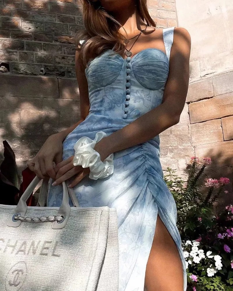 Kvinnor Midiklänning Blommig Chiffon Slim Fit-5