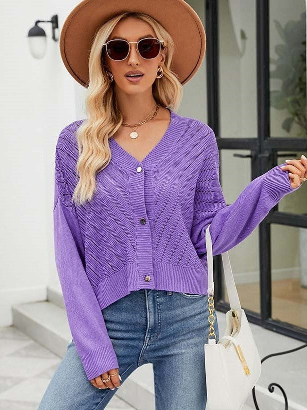 Dam V-ringad Stickväst Mjuk Kvalitet-6