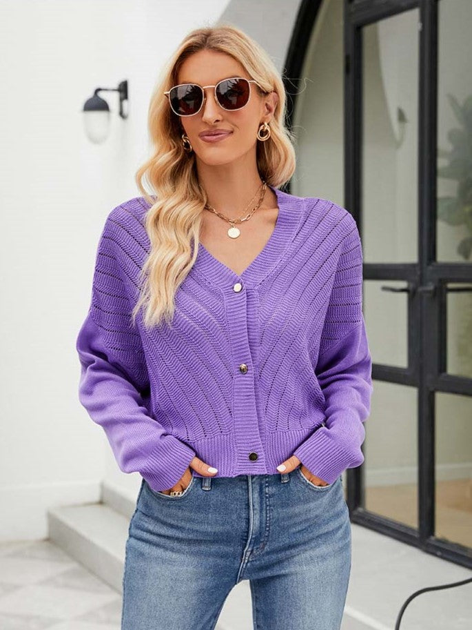 Dam V-ringad Stickväst Mjuk Kvalitet-4