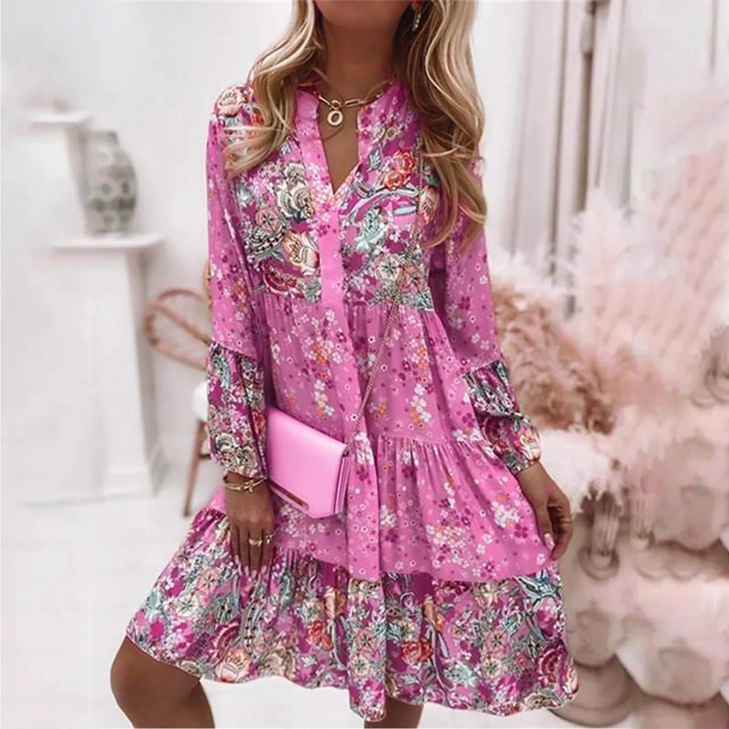 Variant image for Fina Dam Klänningar Etnisk Stil Lätt Material-11