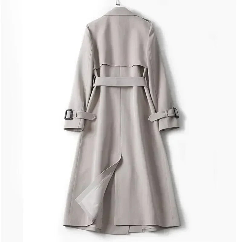 Dam Trench Coat Klassisk Stil Väderbeständigt Tyg-6