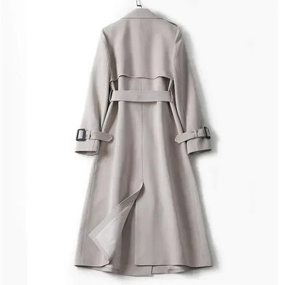 Dam Trench Coat Klassisk Stil Väderbeständigt Tyg-6