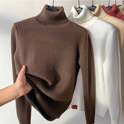 Dam Turtleneck Tröja Tjock Fleece Komfortabelt Material-4