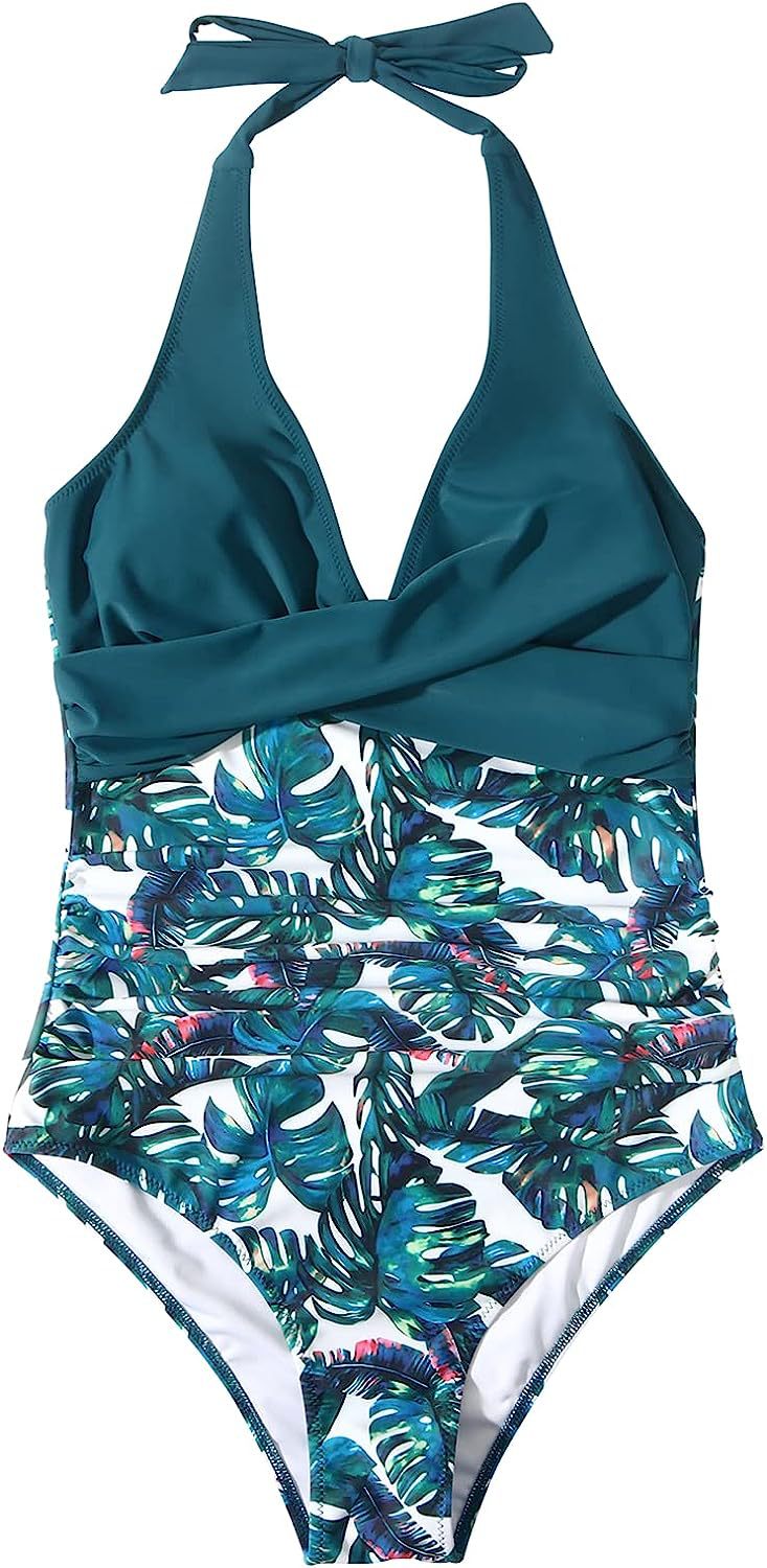 Baddräkt Dam V-ringning Justerbara Band Elastisk Material-6