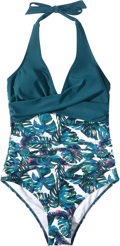 Baddräkt Dam V-ringning Justerbara Band Elastisk Material-6