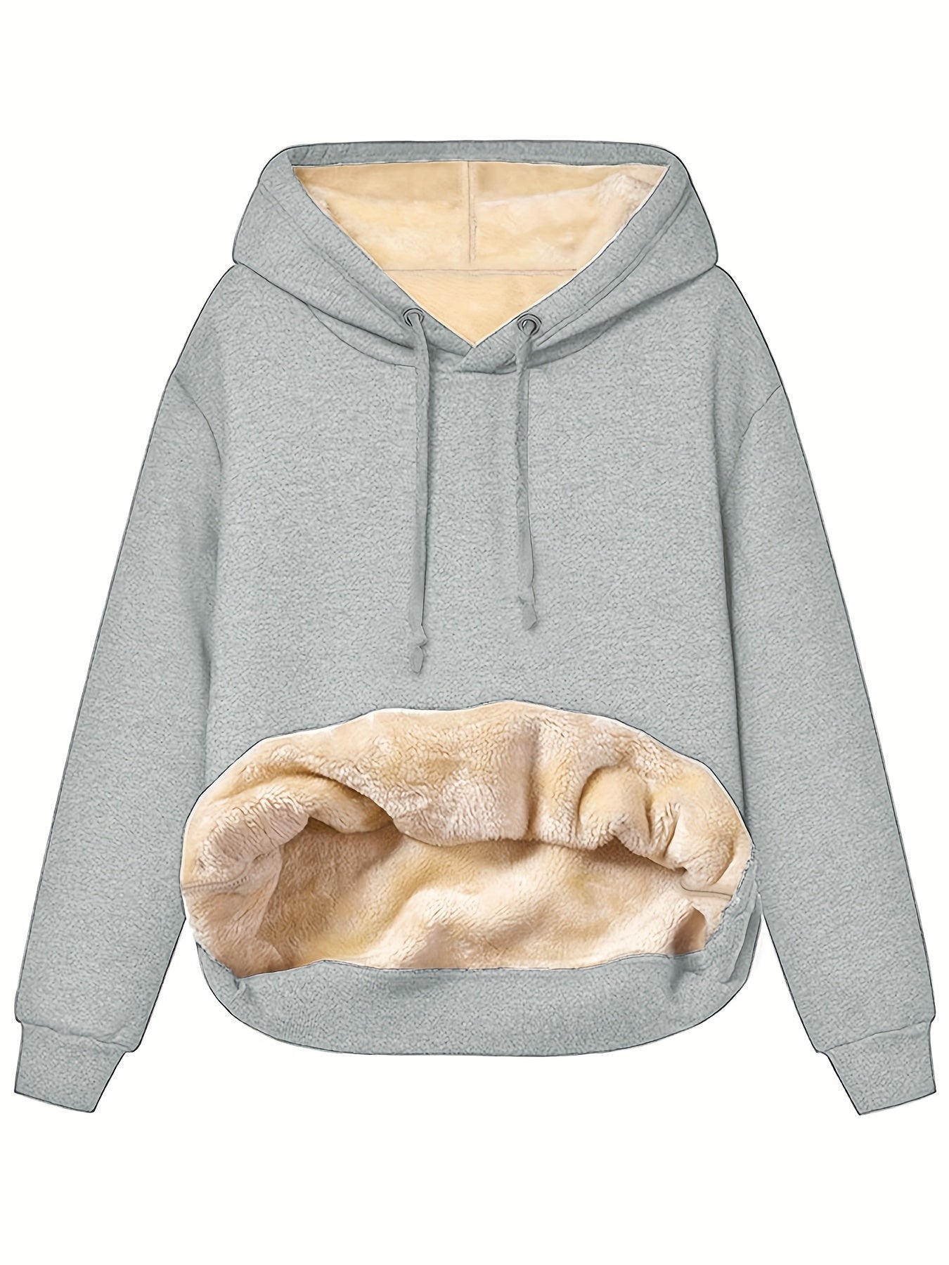 Lång Hoodie Dam Monokrom Loose Fit 100% Bomull med Framficka-6