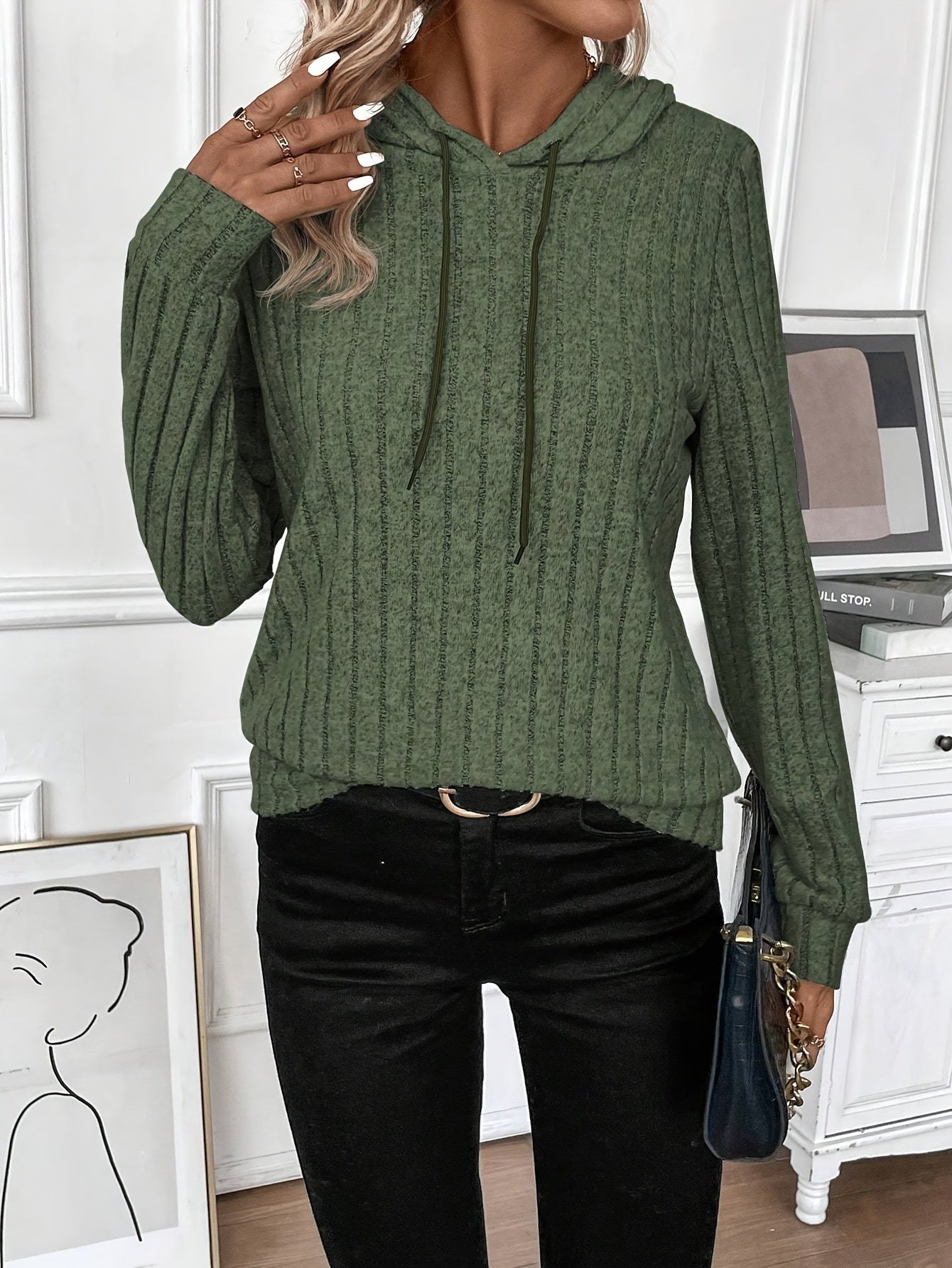 Dam Hoodie Rippad Design 100% Bomull 2