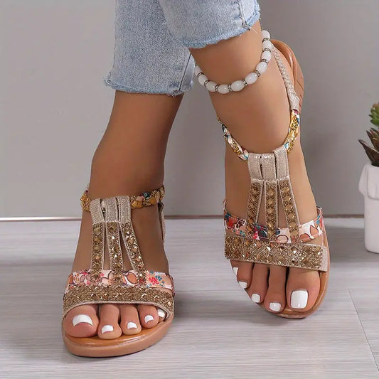 Kvinnor Kilsandaler Boho Glam Flätade Syntetiska Remmar-1