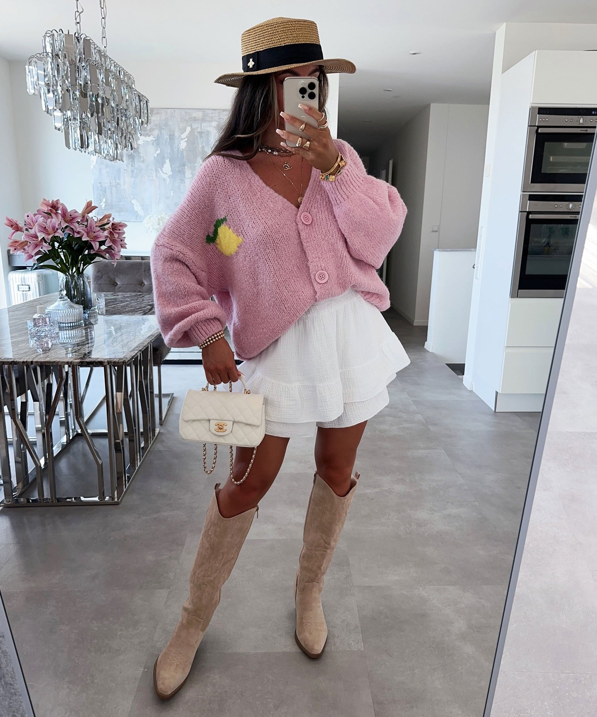 Lång Kofta Dam i Limoncello Rosa – Modern Elastisk Cardigan för Komfort och Stil, XS-XL 4