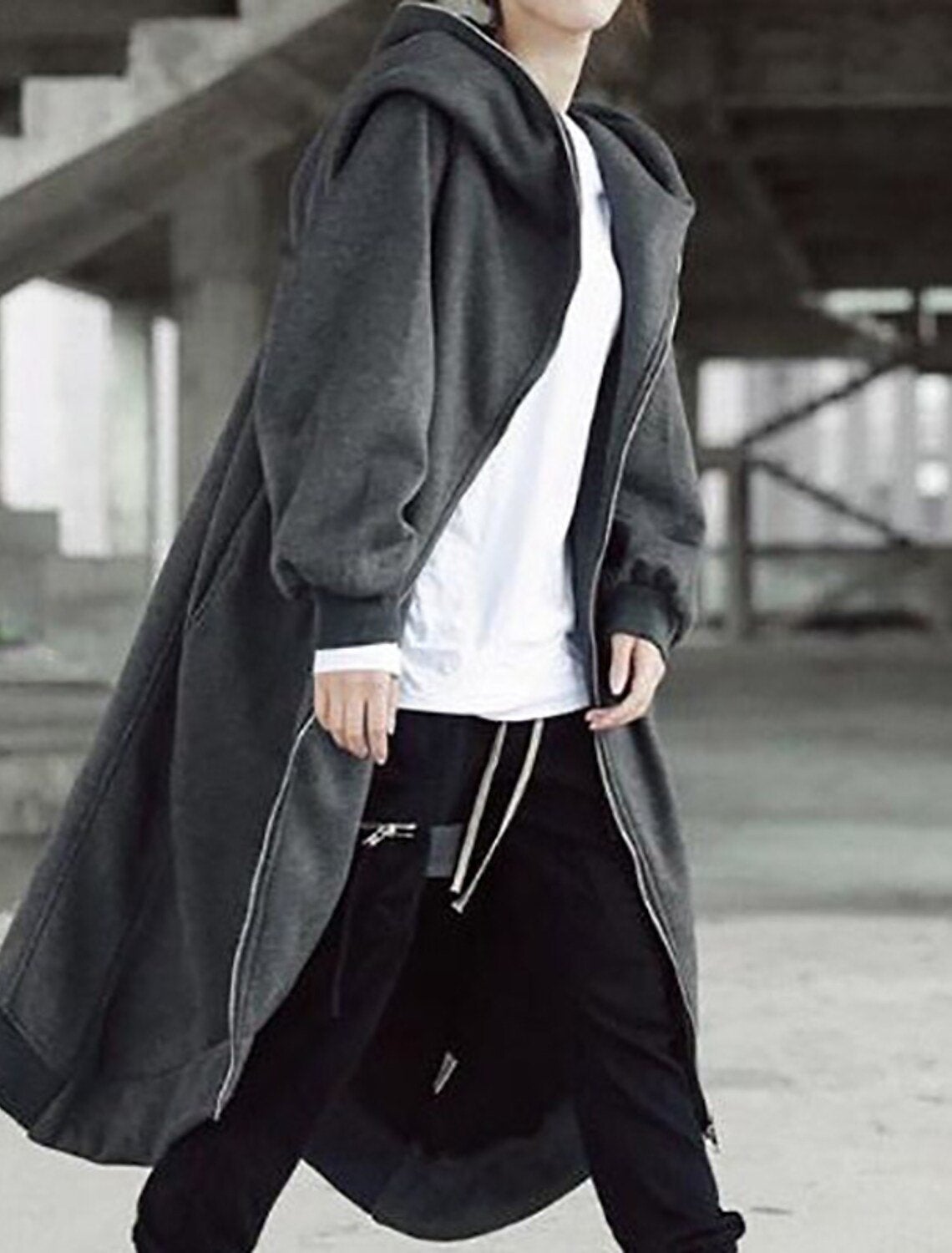 Dam Kappa Lång Fleece med Huva Elegant Design-3