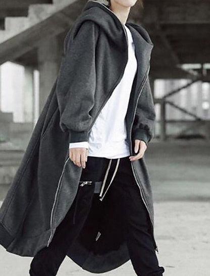 Dam Kappa Lång Fleece med Huva Elegant Design-3