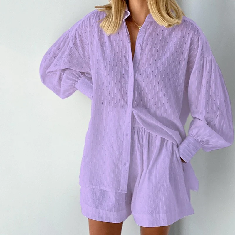 Dam Duo Set Löst Bekväm Bomull Polyester 6