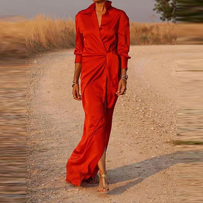 Variant image for Kvinnors Modeklänning Hög Midja med Bälte Polyester-6