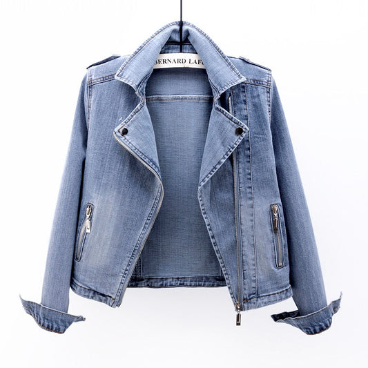 Dam Jeansjacka Tvättad Denim Klassisk Oversize Style-1