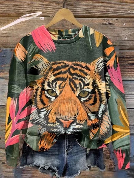 Variant image for Kvinnors Pullover Djurmotiv Mjuk Tyg-8