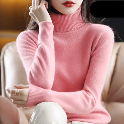 Kvinnor Turtleneck Tröja Kashmir Mjuk och Varm-4