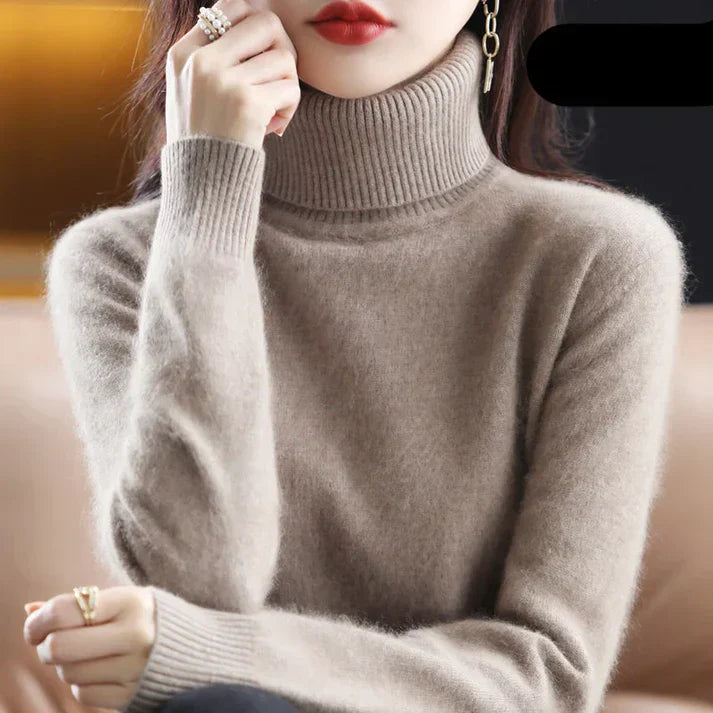 Kvinnor Turtleneck Tröja Kashmir Mjuk och Varm-3