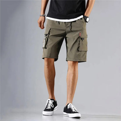 Herrens Baggy Shorts Löst Passform 100% Bomull Flera Fickor-4
