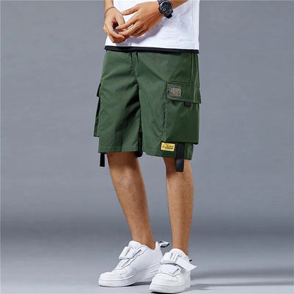 Herrens Baggy Shorts Löst Passform 100% Bomull Flera Fickor-5