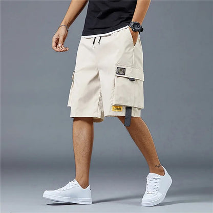 Herrens Baggy Shorts Löst Passform 100% Bomull Flera Fickor-6