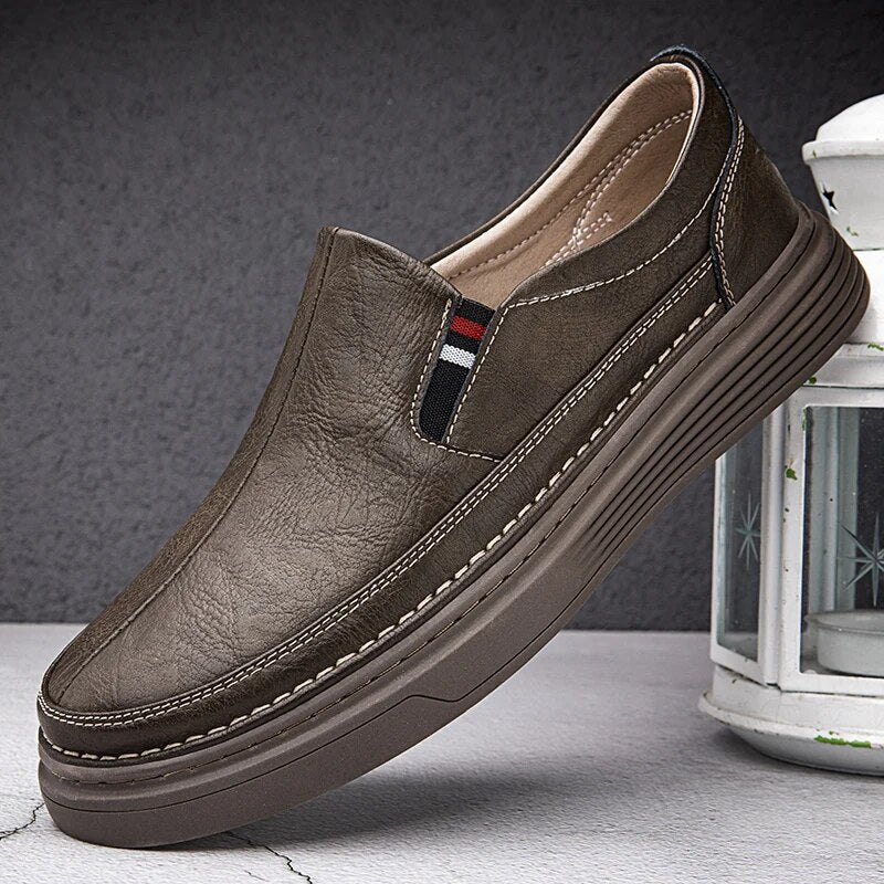 Herr Loafers Platt Sula Äkta Läder Komfort-2