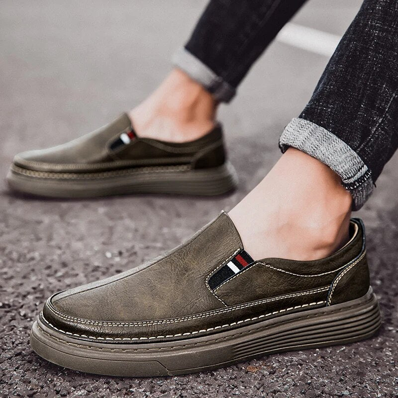 Herr Loafers Platt Sula Äkta Läder Komfort-1
