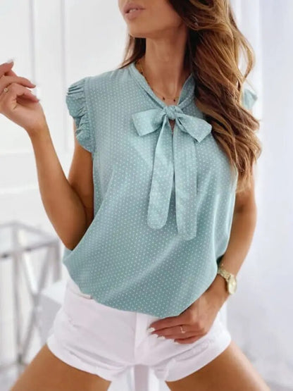 Dam Blus Flygkrage Ruffle Design 100% Bomull-2