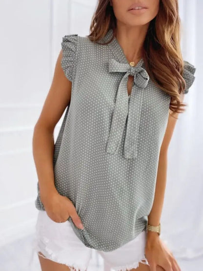 Dam Blus Flygkrage Ruffle Design 100% Bomull-4