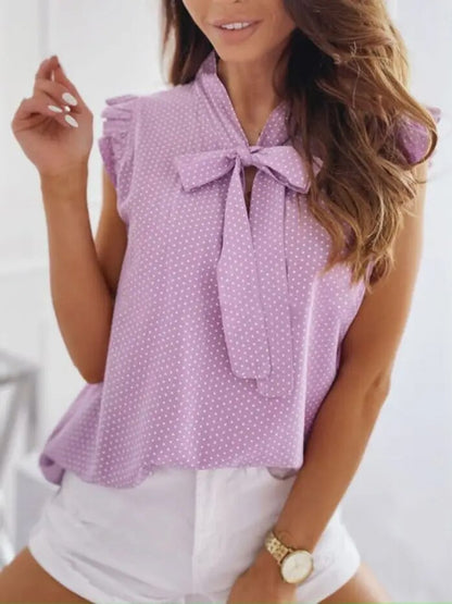 Dam Blus Flygkrage Ruffle Design 100% Bomull-5