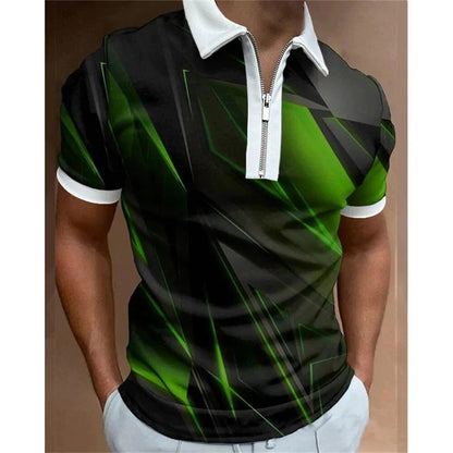 Herr Polo Skjorta Abstrakt Design Bomull-4