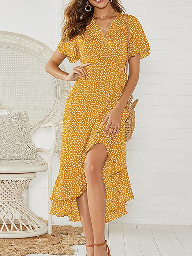 Variant image for Kvinna Boho Klänning V-ringning Chiffon Blommigt-21