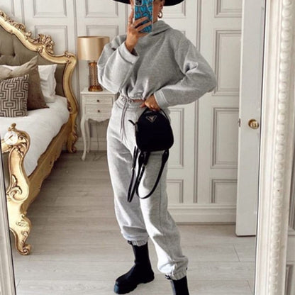 Dam Träningsdräkt Uppsättning med Huva och Elastisk Midja Polyester 12