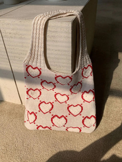 Dam Handväska Stickad Minimalistisk Design Rymlig Textil 5
