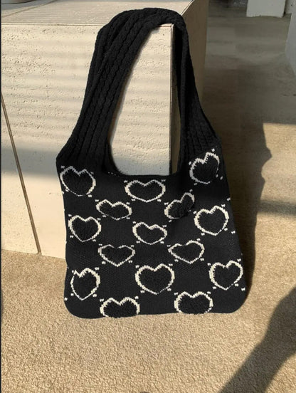 Dam Handväska Stickad Minimalistisk Design Rymlig Textil 12