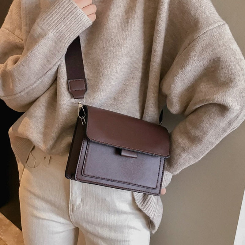 Dam Axelväska Retro Design Syntetiskt Läder Kompakt 9