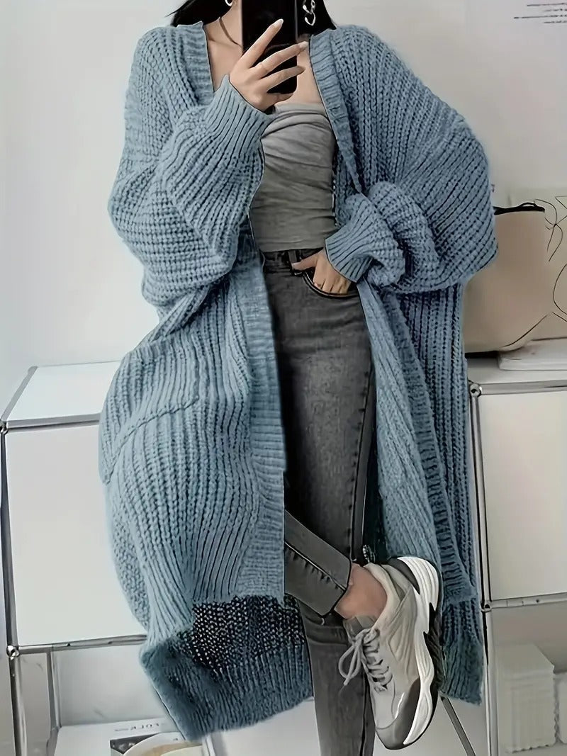 Dam Öppen Tröja Tidlös 100% Mjuk Bomull-5