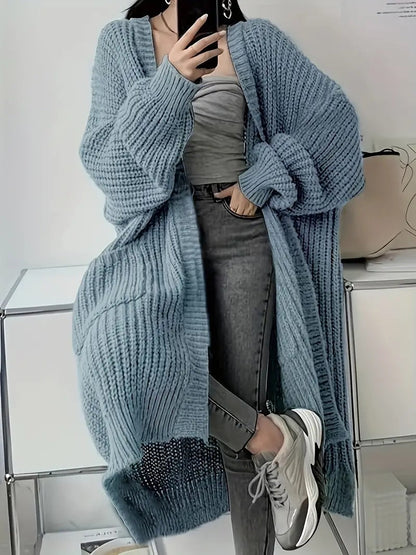 Dam Öppen Tröja Tidlös 100% Mjuk Bomull-5