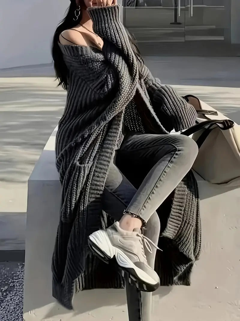 Dam Öppen Tröja Tidlös 100% Mjuk Bomull-2