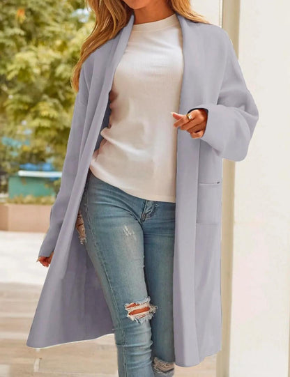 Kvinnors Lång Kappa Elegant Polyester-6