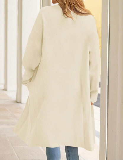 Kvinnors Lång Kappa Elegant Polyester-4