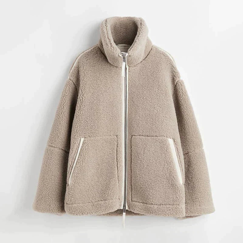 Variant image for Damjacka Oversized Lammskinn För Damer Trendig Jacka-4