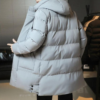 Vinterparkas Dam Lång Elegant Design Polyester och Bomull-5