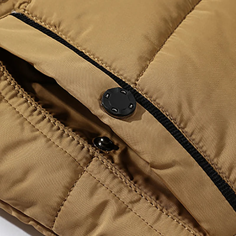 Mäns Vinterjacka Avtagbar Huva Termisk Isolering Syntetisk Päls-3